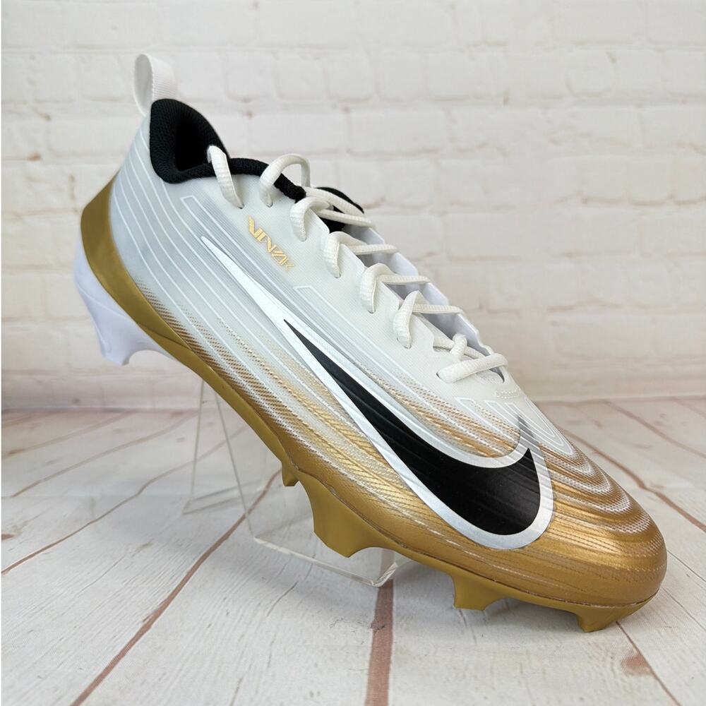 Nike Vapor Speed 3 White Metallic Gold Football Cleats Mens Size 12 (FB3303-103)